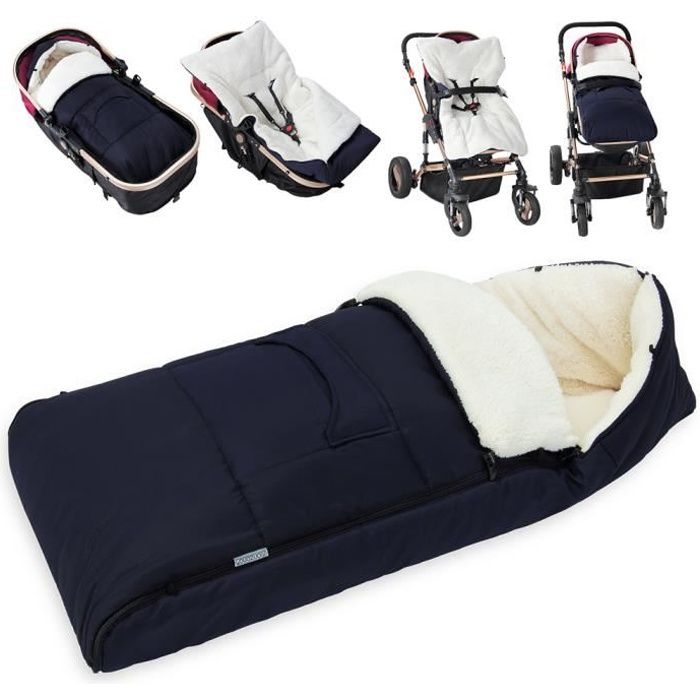 Chancelière bébé 93cm adapté poussettes, sièges bébé voitures - bleu foncé