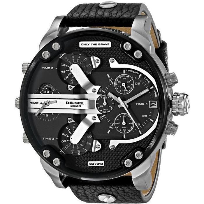 DIESEL Montre bracelet Homme DZ7313 - Chronographe - Cuir - Noir