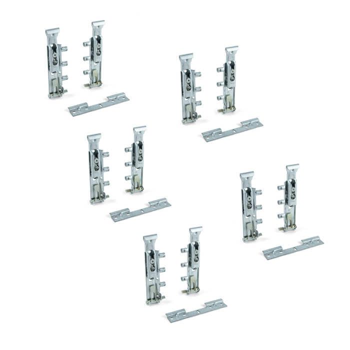 Ferrures de suspension invisible pour modules hauts, avec plétine - charge 65 kg - Acier - Zingué - 5 pcs