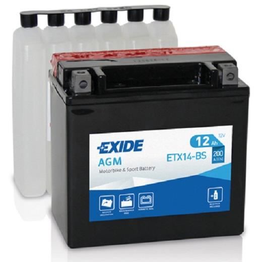 ETX14-BS YTX14BS YTX14-BS, EXIDE Batterie de démarrage EXIDE AGM