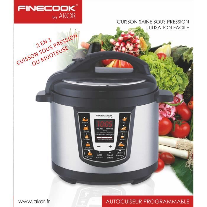 FINECOOK CM850 Autocuiseur 2 en 1 - 6L - Sous-pression + mijoteuse