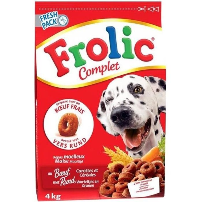 Frolic Complet Croquettes Chiens Boeuf Carottes Céréales 4Kg (lot de 2)