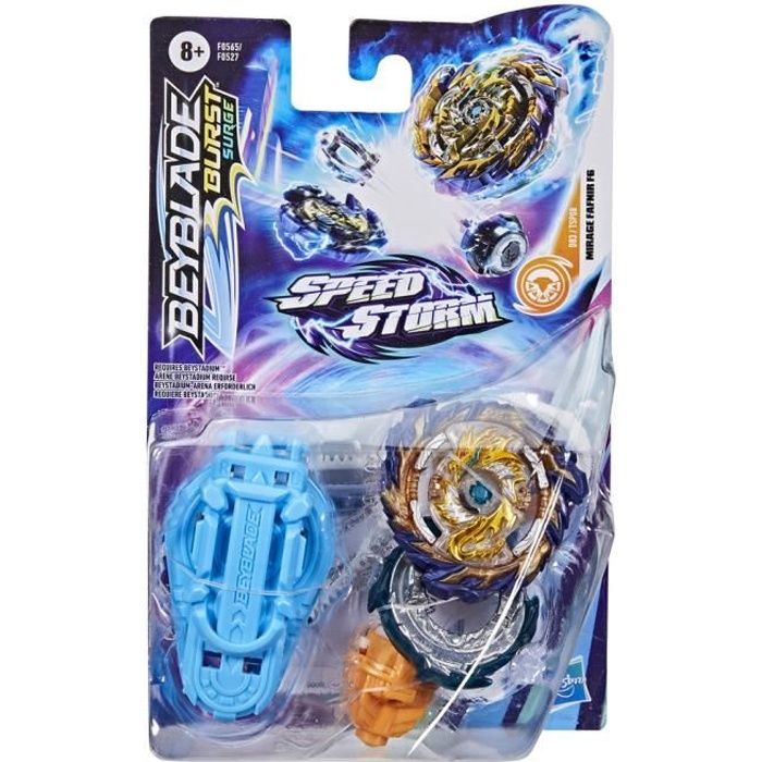 BEYBLADE - Burst Surge - Starter Pack avec toupie de compétition Speedstorm Mirage Fafnir F6 et lanceur