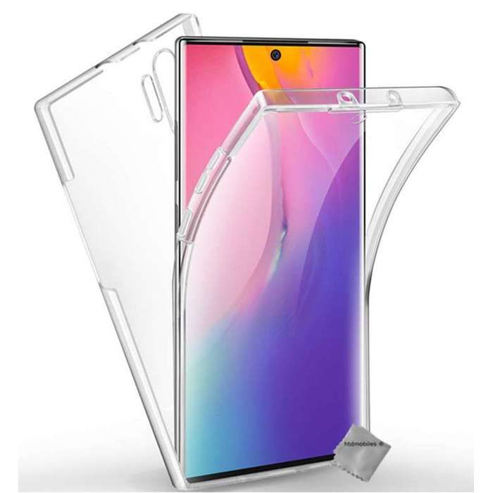 Coque silicone gel fine 360 integrale (avant et arriere) pour Samsung Galaxy Note 10+ Plus + film ecran - TRANSPARENT