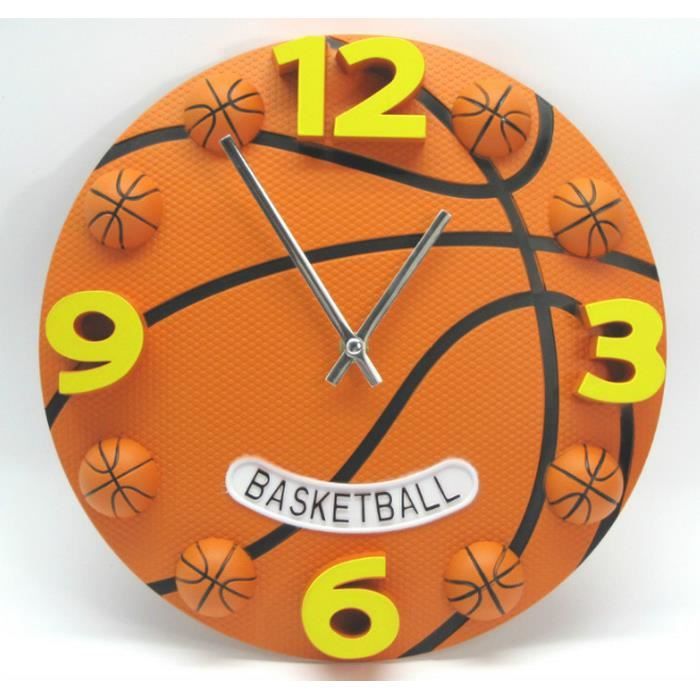 Horloge murale-Basketball-Creative style sport Basket-Ball Football Analogique décoration intérieur Souvenir Enfants Enfants 12 pouc