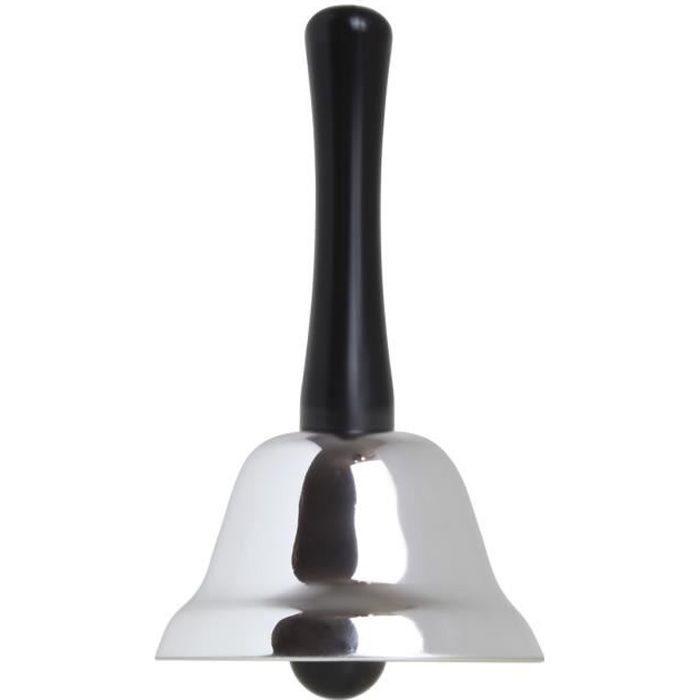 iGadgitz Home U6927 - Thé Cloche à Main Sonnette Clochette Argent avec Manche en Bois - Argent