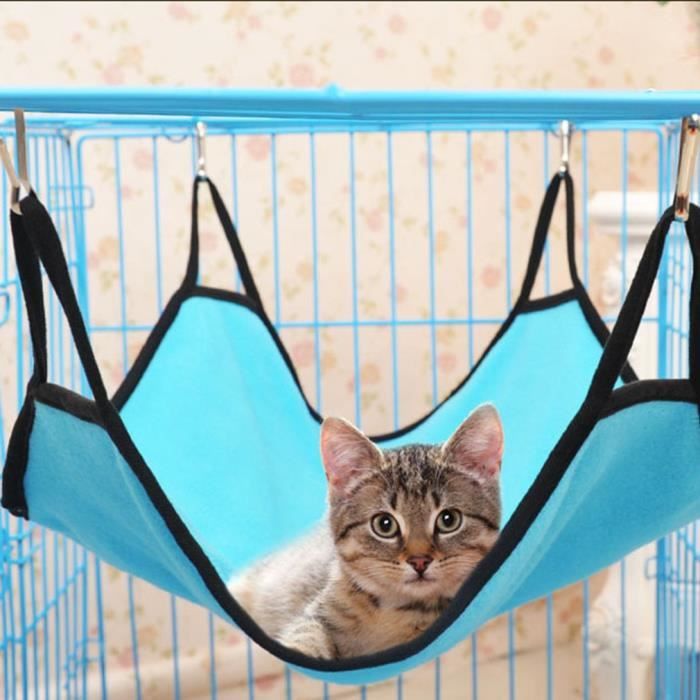 Hamac de chat bleu clair Lit suspendu à litière confortable pour animaux de compagnie