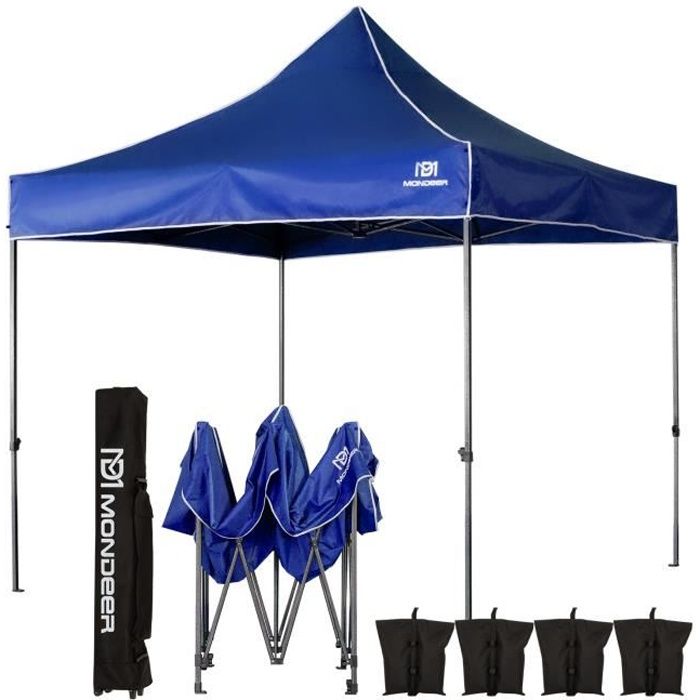 Tonnelle de Jardin Tente de Reception 3mx3m Pliante Impermeable pour Fête,Camping, Festival, Bleu- Mondeer