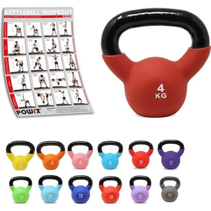 Kettlebell néoprène coloré 2-26 kg Poids: 4 kg (Orange)