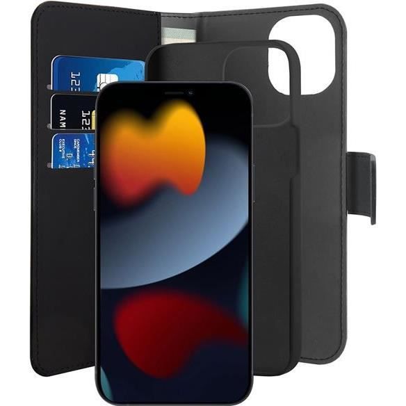 Etui folio magnétique 2 en 1 pour Iphone 13 Puro Noir
