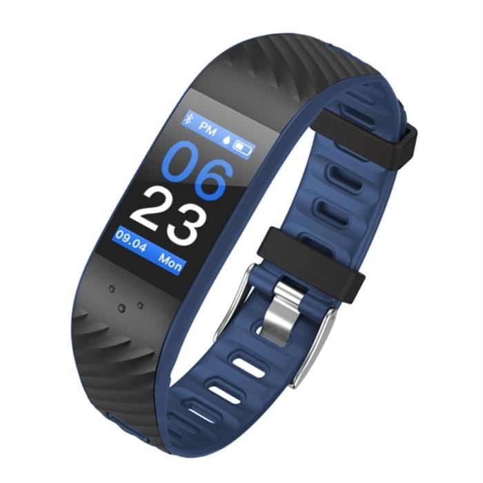 P4 OLED Écran Couleur Bluetooth BRACELET D'ACTIVITE Fitness Tracker IP67 Podomètre pour iOS 8.0 - Android 4.3 (Noir et Bleu Foncé)