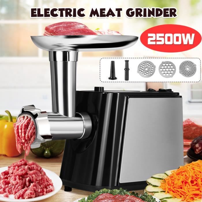 SOKANY 2500W Hachoir à Viande Electrique Saucisse Kibbe Broyeur de Viande Cuisine Acier Inoxydable avec 3 Plaques de Coupe