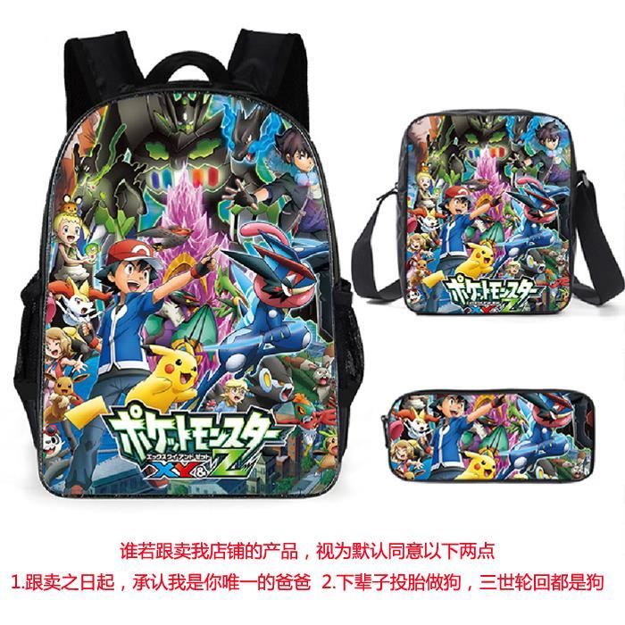 3 Pack Sac à Dos Sac d'ordinateur,Pokemon Pikachu Sac à Dos d'impression Sac à Dos Bookbag Femmes Sac porté Dos Scolaire A5