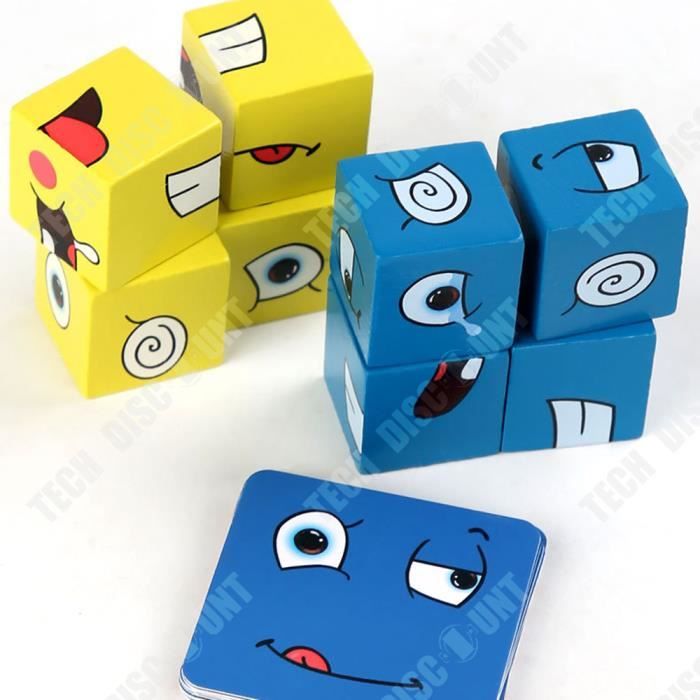 TD® Cube de construction puzzle en expression dans une boîte en fer jeu de société parent-enfant de niveau défi en bois pour enfants