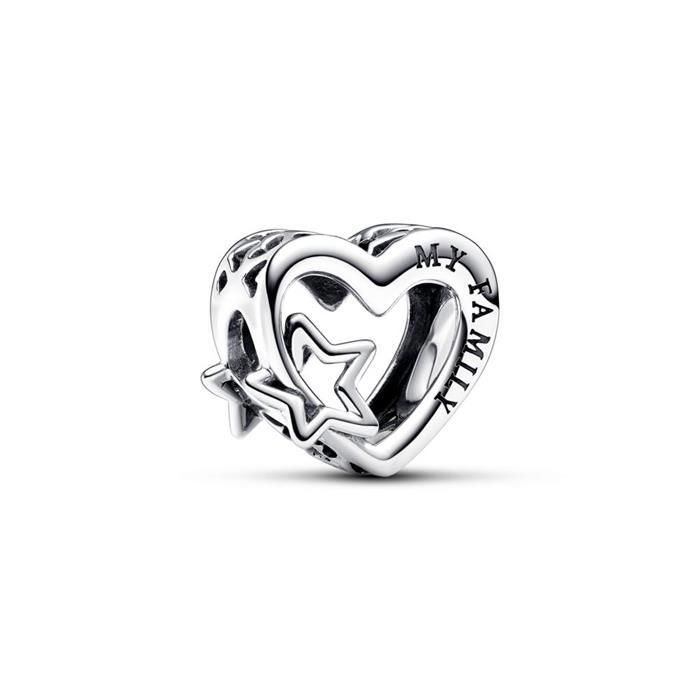 Charm - PANDORA - 792829C00 - Argent - Mixte - Ajouré Famille Cœur et Étoile Charm - PANDORA - 792829C00 - Argent - Mixte - Ajouré Famille Cœur et Étoile