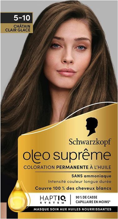 Schwarzkopf - Coloration permanente à lhuile Oleo Suprême 5-10 Châtain Clair Glacé