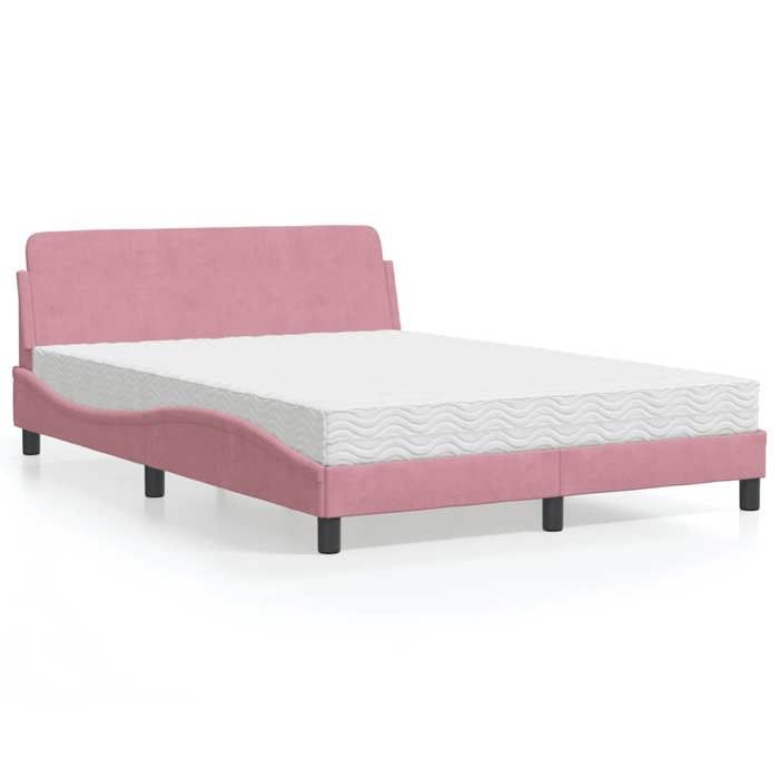 vidaXL Lit avec matelas Dover rose 140x200 cm velours 3208416