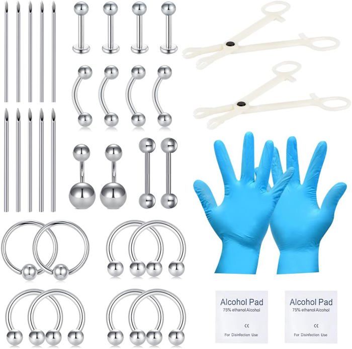 Pince à Boules Piercing 14/16G – Acier Chirurgical 316L, 18 Billes Incluses, Pour Nez, Septum, Lèvres, Sourcil