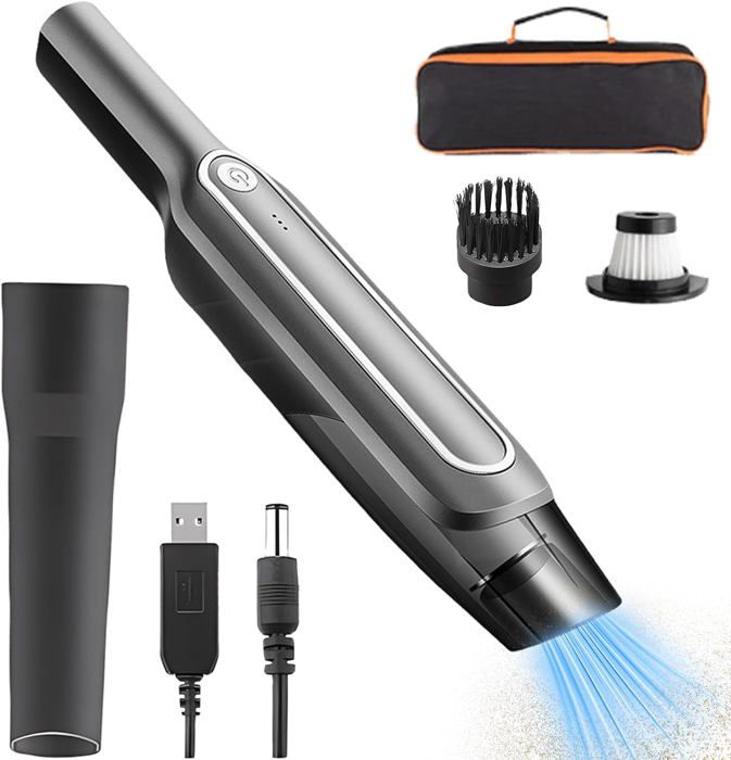 Aspirateur à Main Sans Fil 15000 Pa EVARY - Mini Aspirateur Voiture Portable Rechargeable LED