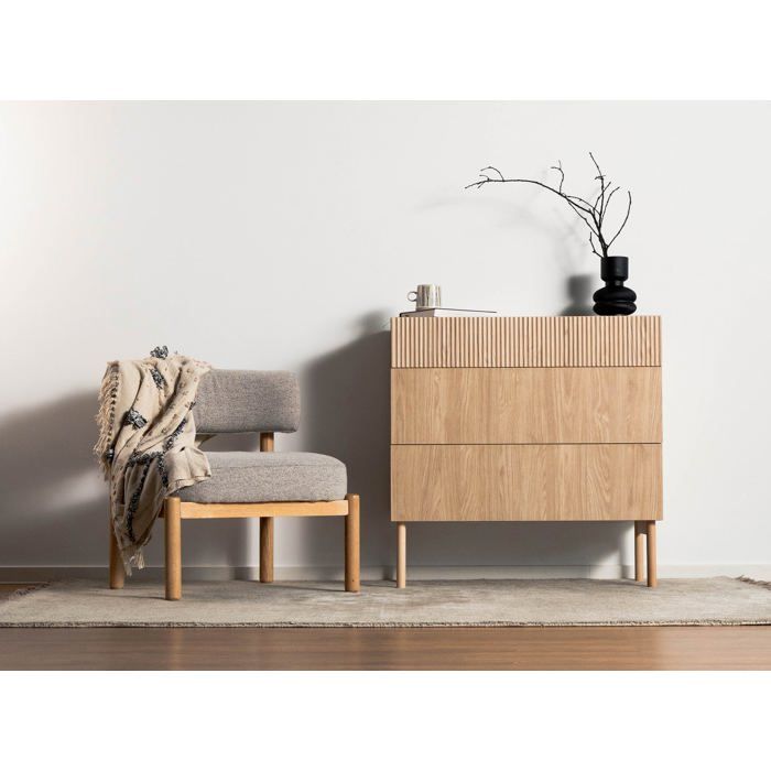 Commode à trois tiroirs - NOLIE - 90 cm - couleur de bois chêne huilé Commode à trois tiroirs - NOLIE - 90 cm - couleur de bois chêne huilé