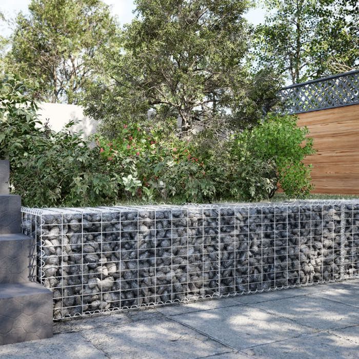 vidaXL Panier gabion avec couvercle 200x50x50 cm fer galvanisé mur en gabion mur de soutènement en gabion clôture en 3295133