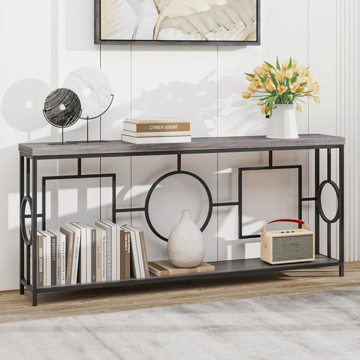 COSTWAY Console à 2 Niveaux 180 x 30 x 80 cm Meuble dEntrée Bout de Canapé Rustique pour Couloir Chambre COSTWAY Console à 2 Niveaux 180 x 30 x 80 cm Meuble dEntrée Bout de Canapé Rustique pour Couloir Chambre