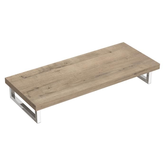 doporro Plan de Vasque en Bois 50x120cm Meuble sous Lavabo Plan Lave Mains avec 2 Supports en Inox PL004