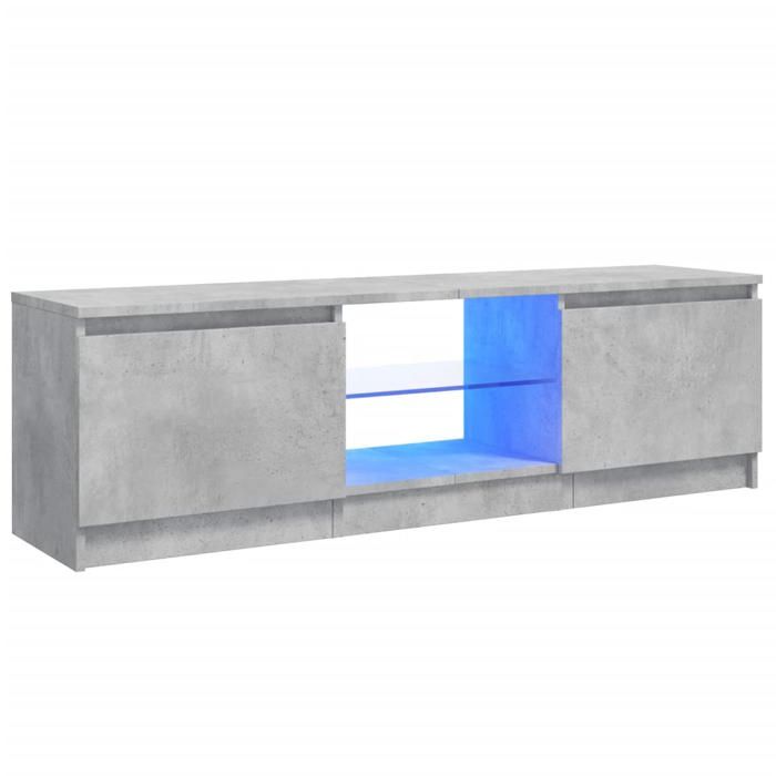 (29529)Meuble TV - Rectangulaire - Buffet TV Moderne - avec lumières LED gris béton 120x30x36 cm FR