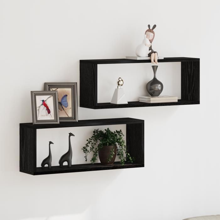 Étagères murales 2 pièces Chêne noir 60x15x23 cm en bois d ingénierie