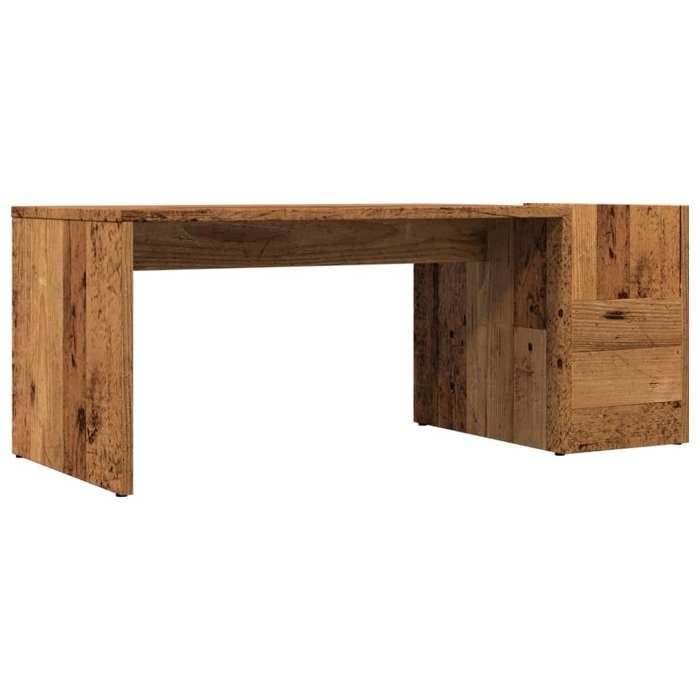 Table basse design rustique et moderne 90 x 45 x 35 cm bois d ingenierie marron effet vieilli DEC040211
