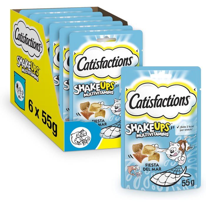 Comparer les prix de Snack pour Chat - YUMI MAZAO - Catisfactions - Multivitamins - Fruits de Mer - Lot de 6 x 55g