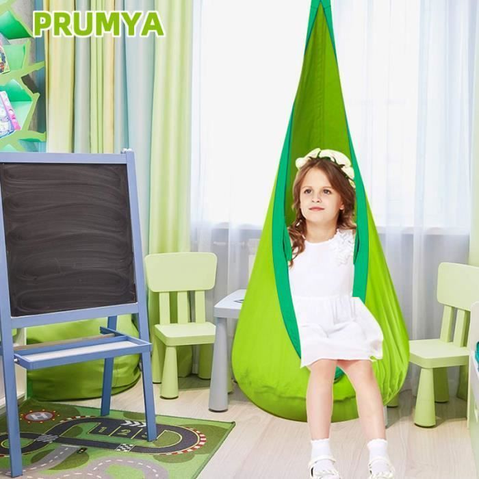 Hamac enfant - PRUMYA - Coussin dair - Chaise suspendue - 70x150cm - Vert