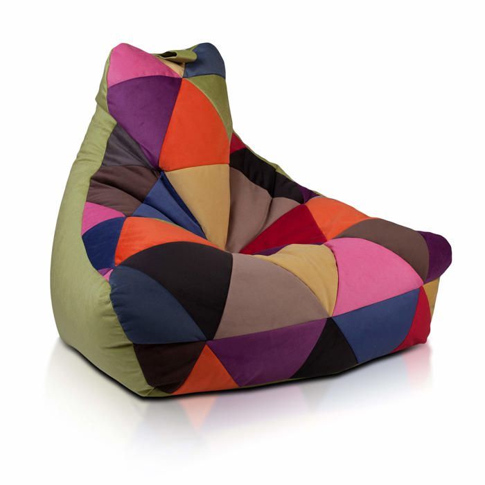 Keiko pouf patchwork extérieur imperméable remplissage bille polystyrène fauteuil relax salon décoration maison Vert Olive