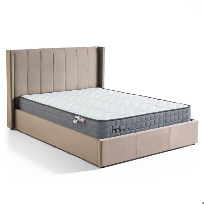 MENZZO Pack Lit-coffre Magorial + Matelas Bedream 160x200cm Velours Taupe - Velours Lit complet : L170 x P217 x H110 cmMatelas