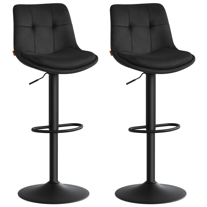Tabourets de bar - VASAGLE - Velours - Pivotants - Réglables - Noir dencre