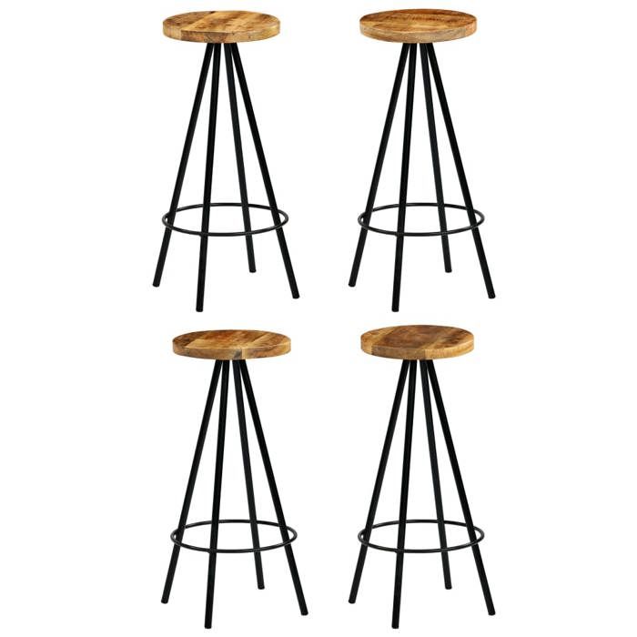 SOLO - Chaises de bar - 4 Pcs - JIILS Siège hautes pour cuisine bois de manguier solide FT349646