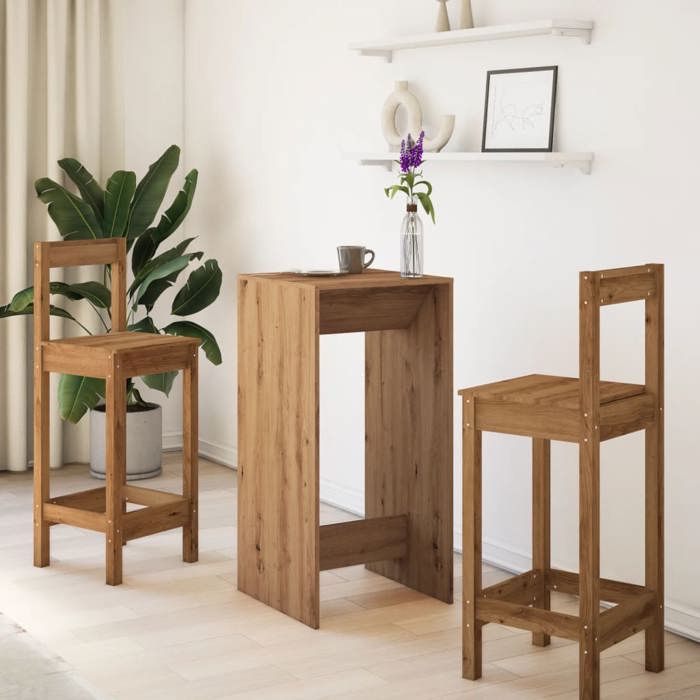Table haute de bar en bois dingénierie - vidaxl - 51x50x1035 cm - Chêne artisanal - Capacité 80 kg - Montage requis