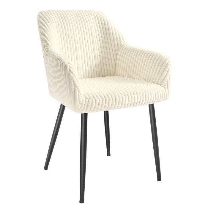 Chaise de salle à manger en velours - SONGMICS - Velours côtelé - Accoudoirs - Charge 120 kg - Pieds en métal