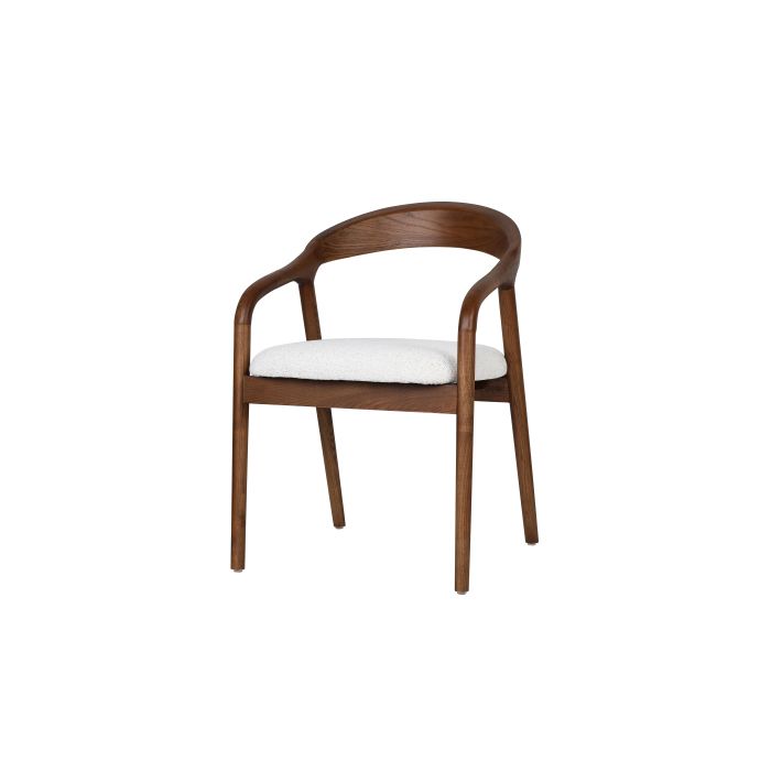 Chaise en bois Shane Noyer / Blanc avec accoudoirs structure en frêne assise rembourrée
