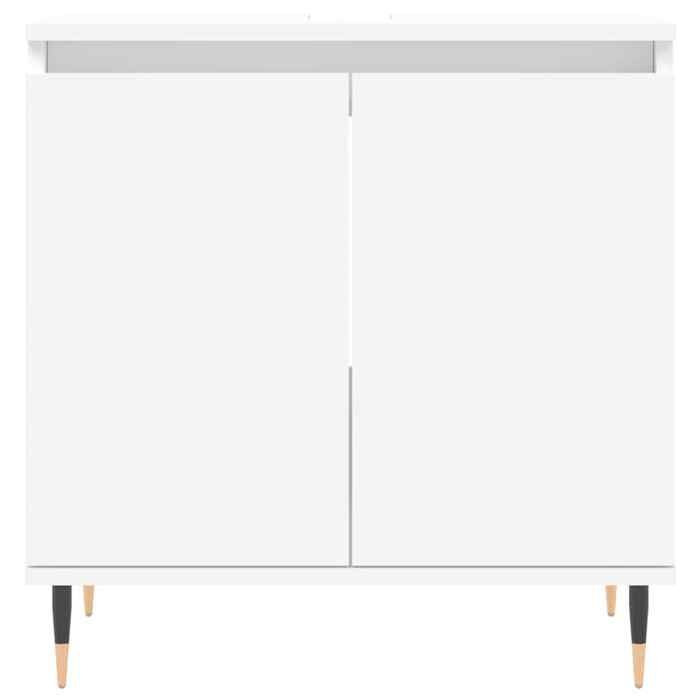 Armoire de salle de bain - WIENS - Blanc - 58x33x60 cm - Bois dingénierie - Pieds en fer - Grand espace de rangement