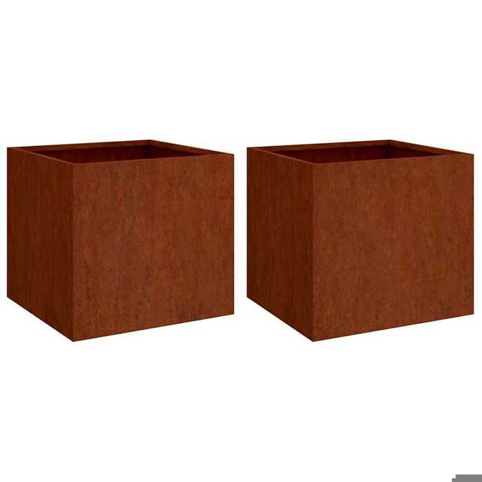 En solde Jardinières 2 pcs - BURKE - Pot & cache-pot - 49x47x46 cm acier corten J1281