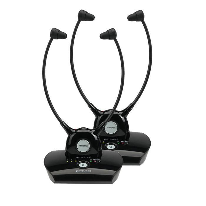 Retekess TA008 Casque sans Fil TV double casque tv sans fil Double Batterie 10H Faible Latence Aide Auditive pour personne agee
