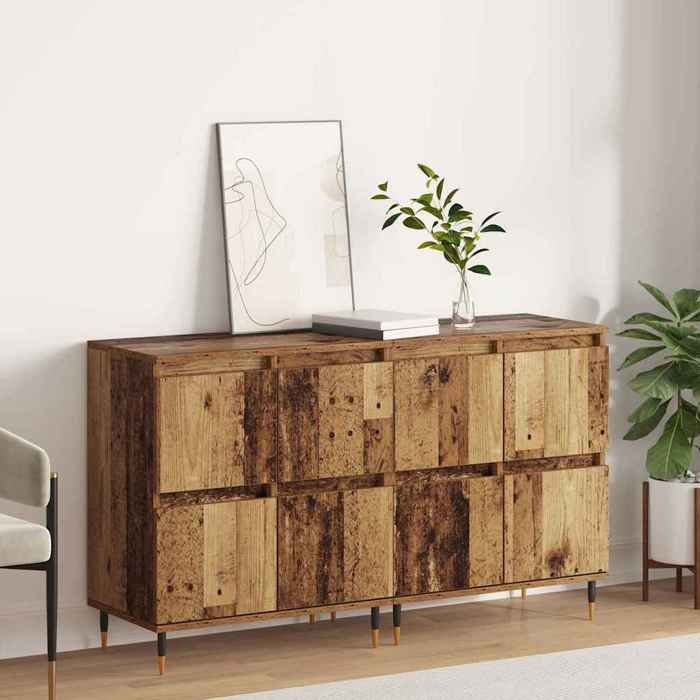 NEW 2026 Armoire de rangement lot de 2 moderne BUFFET BAS Bois ancien 60x35x70 cm L1936