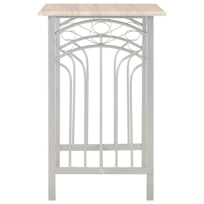 (Vente Chaude)Table cuisine + chaises(Rectangle) SOLOMON Gris Ensemble de bar 3 pcs - FAFA-TOP - Meuble de cuisine - Bois et acier 2