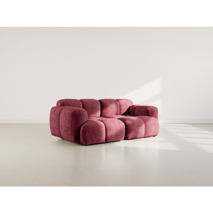 Grace - canapé modulable 2 places en velours texturé - Prune