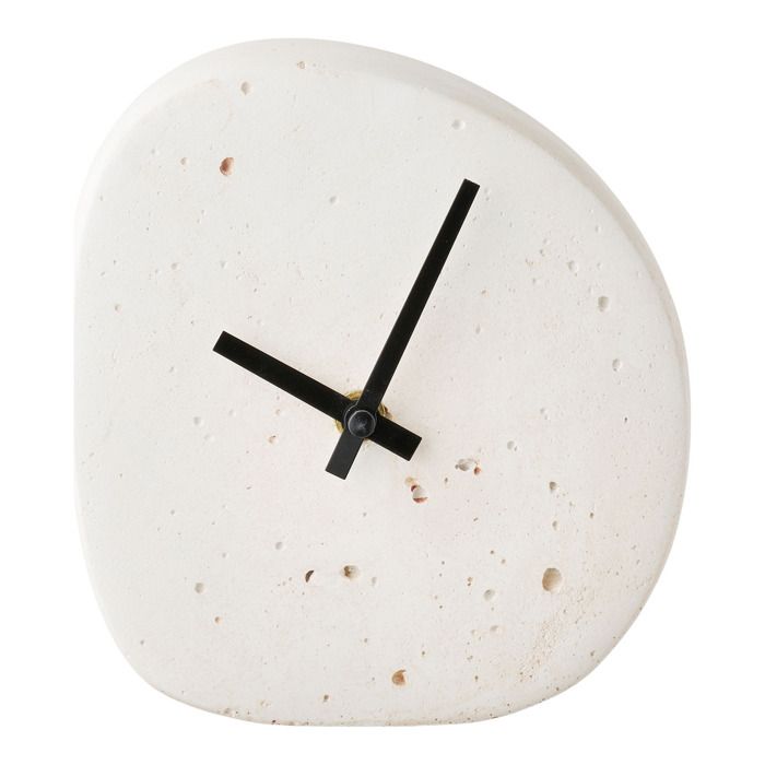 Horloge de table Linz en ciment blanc forme organique 14x15 cm - Réf. VK8681847497974