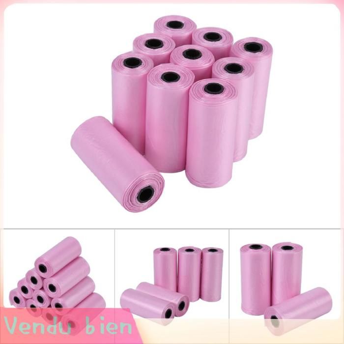 Garosa Sac à déchets Sacs à déchets en plastique pour chiens de compagnie 10 animalerie hygiene Rose 10 rouleaux vendus
