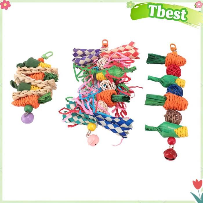 Tbest jouets de recherche de nourriture pour perroquets Jouets à Mâcher pour Perroquets Jouets Suspendus en Cage animalerie jouet