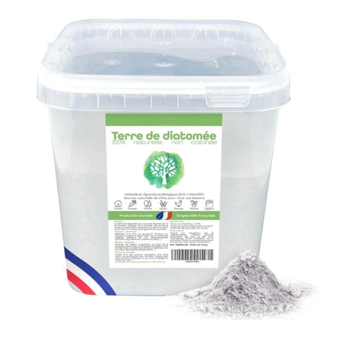 Terre de Diatomée Naturelle 100% extraite et conditionnée en France Ultrapure Non Calcinée Certifiée Agriculture Seau 13kg