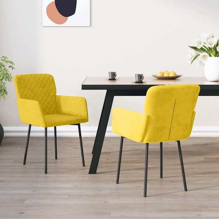 Lot de 2 chaises à manger - vidaXL - velours - jaune - 51 5 x 61 x 78 5 cm - cadre robuste@440oki80w